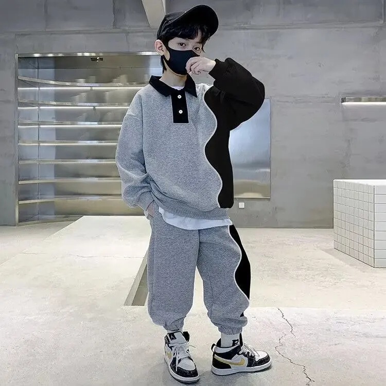 

2024 Autumn Children Clothing Set Korean Boys Long Sleeve Sweater+Pants Suit Baby Girls Casual 2PCS Spring Tracksuit Leisure Set