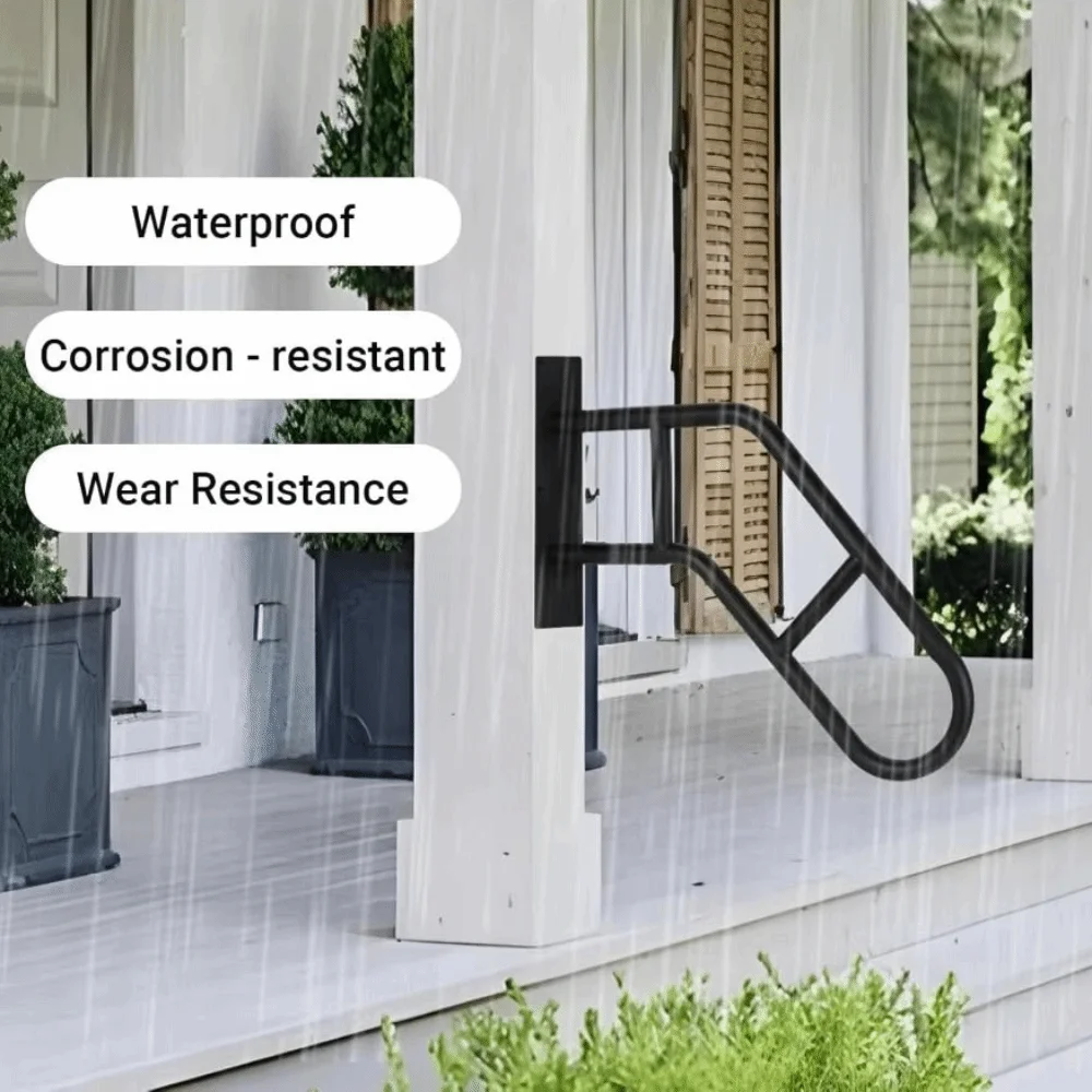 

Modern Style Iron Handrail Durable Safety Wall-Mounted Railing Weatherproof Finish U-Shaped Design Grab Bars Staircase Safety