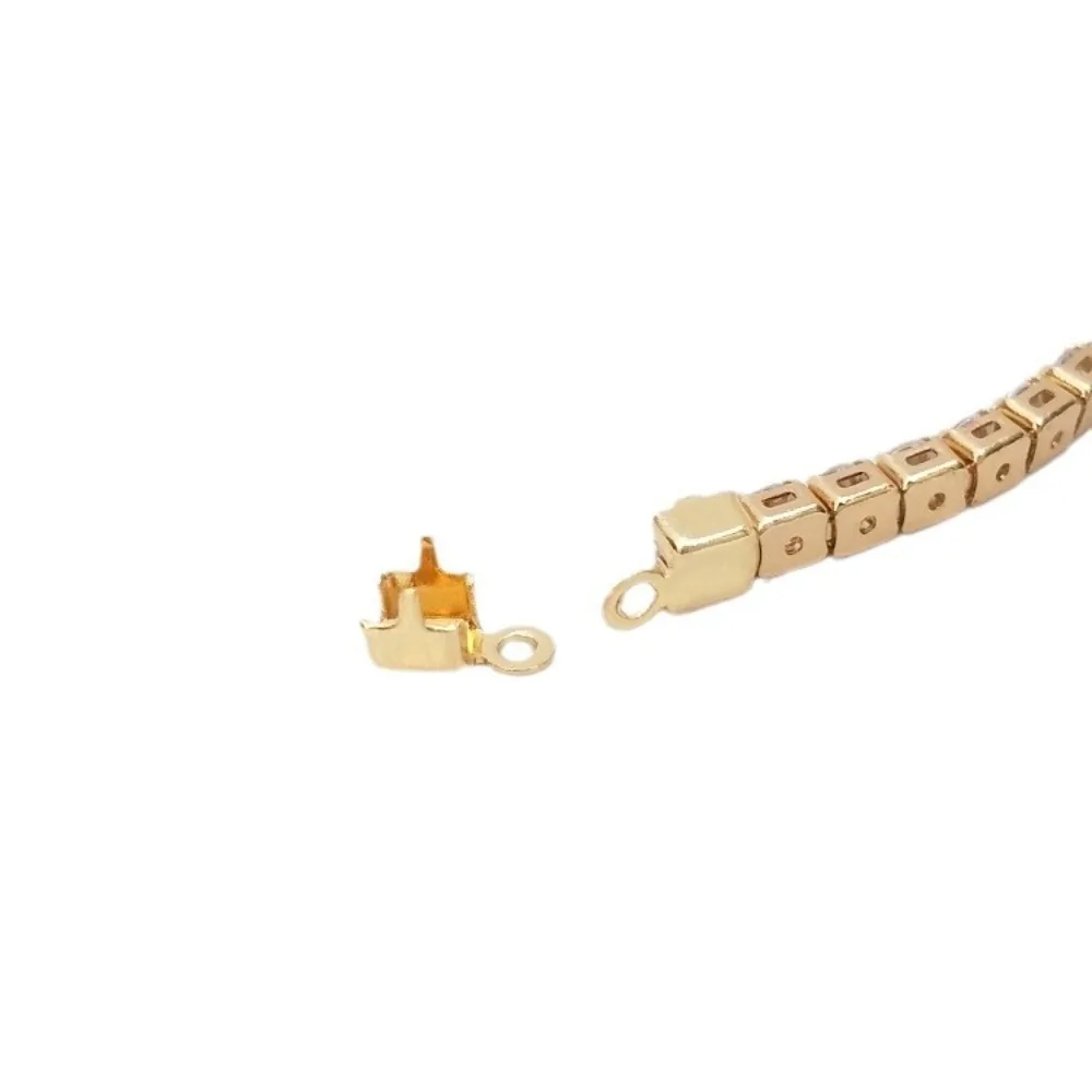 المشابك النحاسية 14K الذهب اللون الزركون مخلب سلسلة مشبك سلسلة كليب مشبك DIY بها بنفسك اليدوية والمجوهرات سوار نهاية اتصال الملحقات