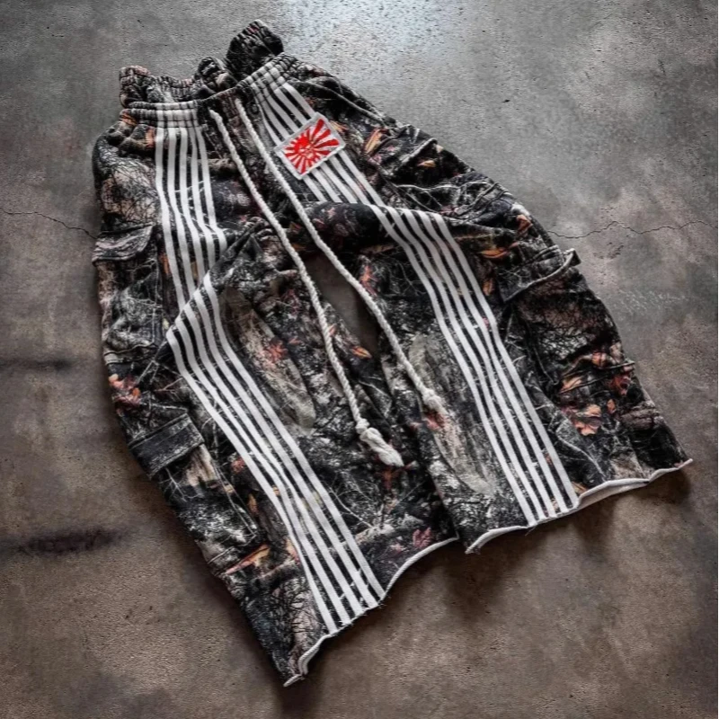 سراويل مخططة مزدوجة الخصر، سراويل مستقيمة مقسمة مكونة من قطعتين، سراويل رياضية غير رسمية على طراز الهيب هوب، للجنسين