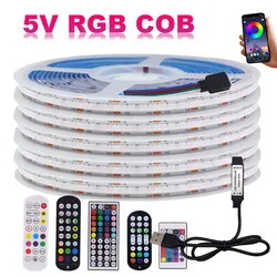 5V Usb Rgb Cob Led Strip Licht 24 44 Sleutel Afstandsbediening Bluetooth-Compatibele Flex Tape Lamp 576led Hoge Dichtheid Lineaire Verlichting