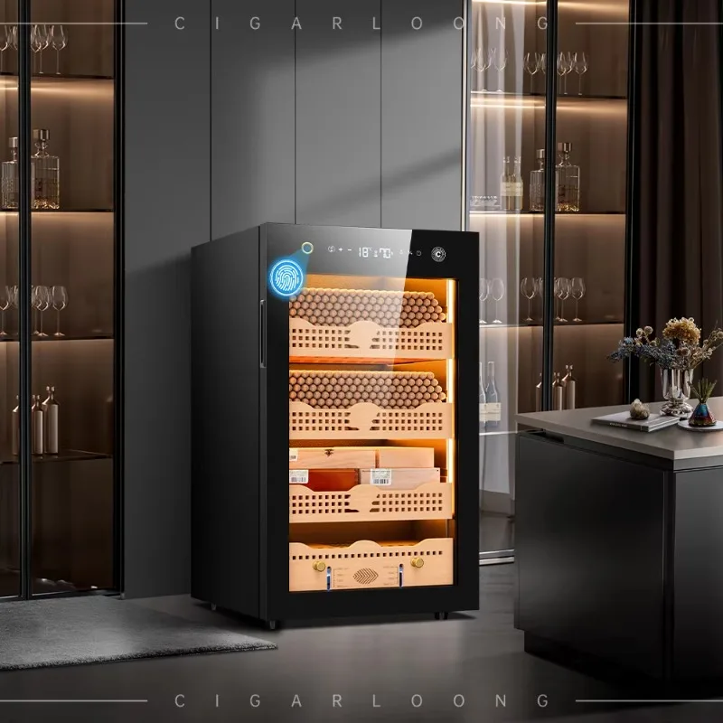 28C CIGARLOONG ضاغط درجة الحرارة والرطوبة المستمر الشهير خزانة سيجار الأرز المبردة بالهواء مع WIFI وبصمة الإصبع #4