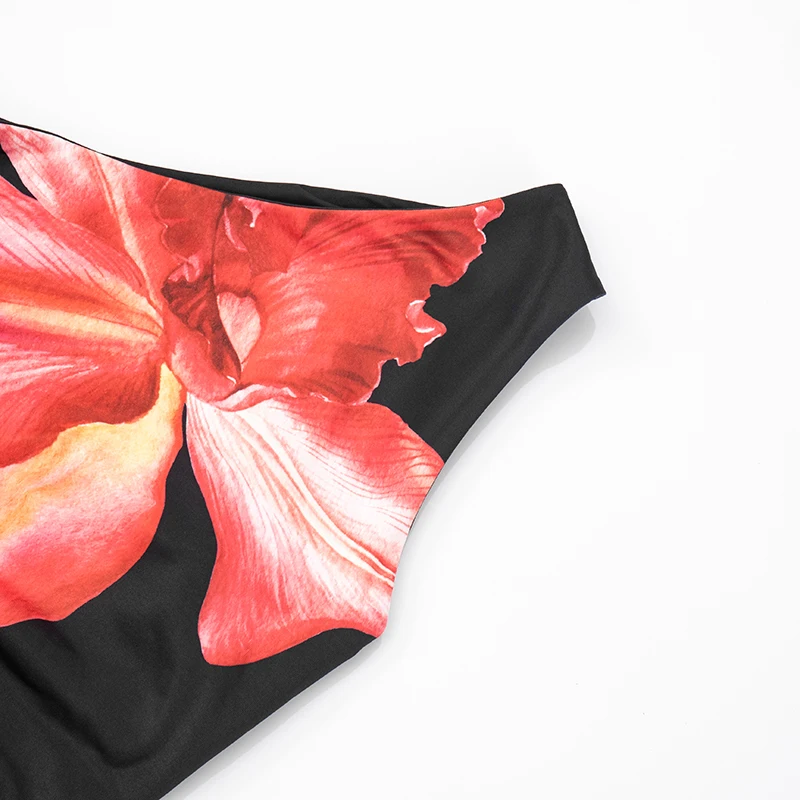 CUTENOVA الأزهار طباعة تانك القمم أكمام مائل الكتف الرباط مطوي الجانب سبليت غير النظامية تانك القمم عادية الشارع الصيف