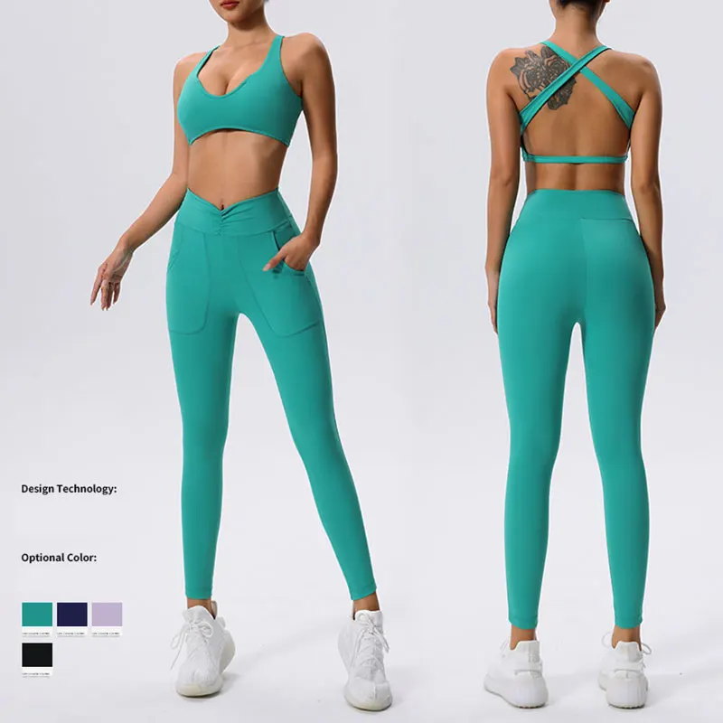 Women's Gym Clothing 2 Pcs Sports Set Women Gym Set Female Sports Bra Workout Yoga Set Running Tracksuit High Waist Leggings