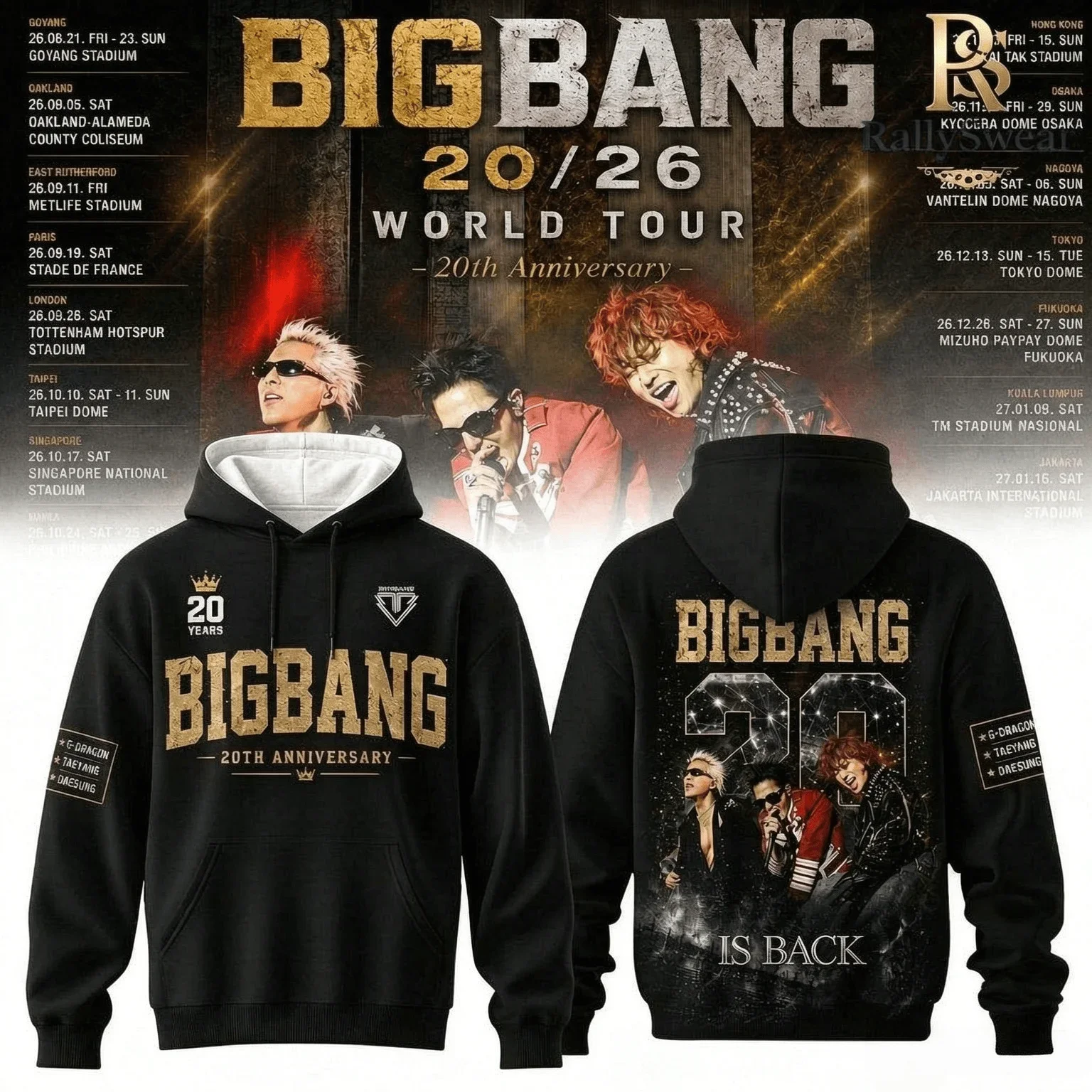 Kpop Big Bang 20th Anniversary World Concert Tour Hoodies for Women Fans' Peripheral Gifts Oversized Y2K Couple Sweatshirts