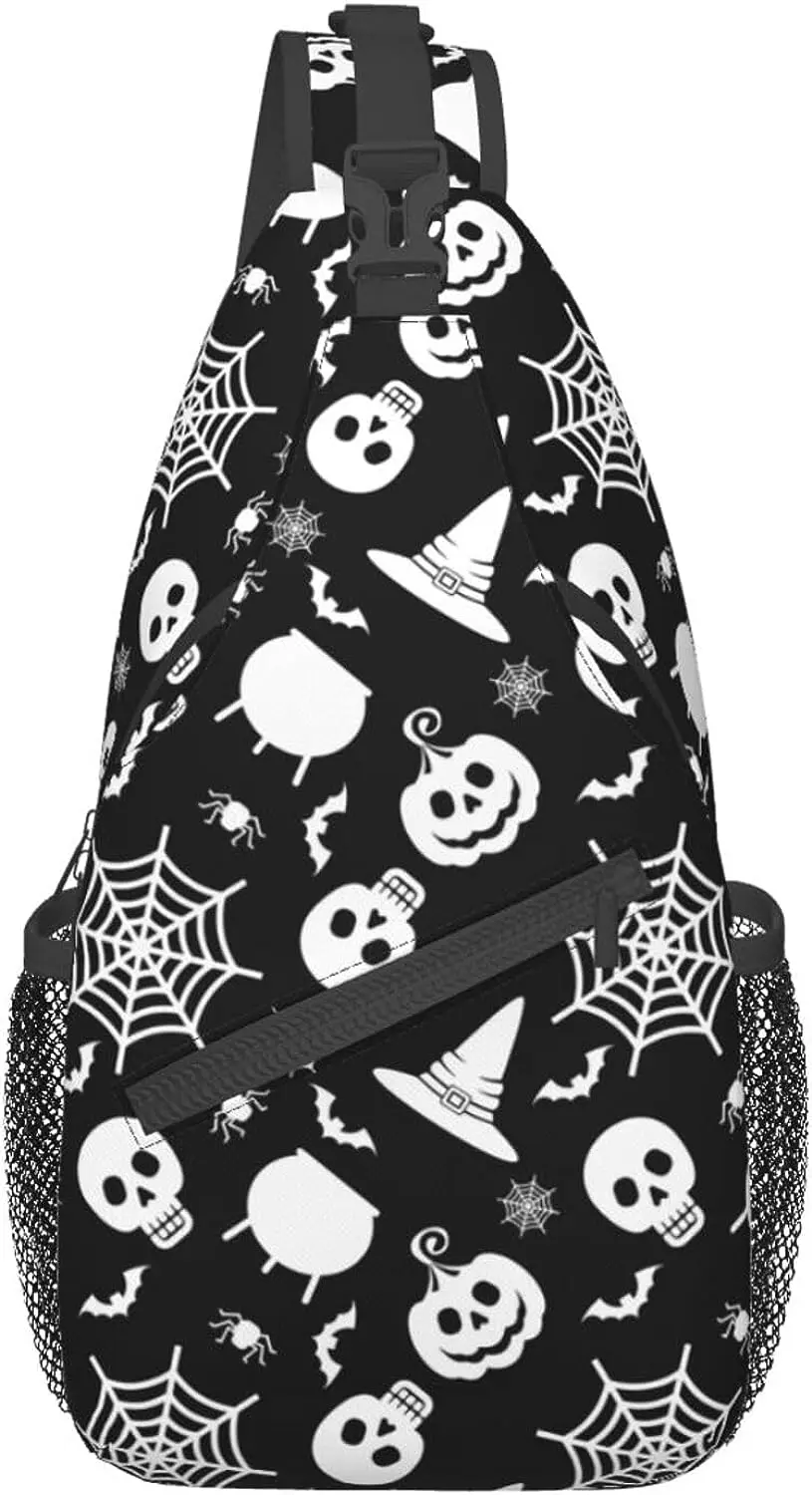 Cobweb Ghost Cartoon Halloween escursionismo zaini Crossbody Sling zaino borsa a tracolla borsa a tracolla per viaggi in bicicletta all'aperto