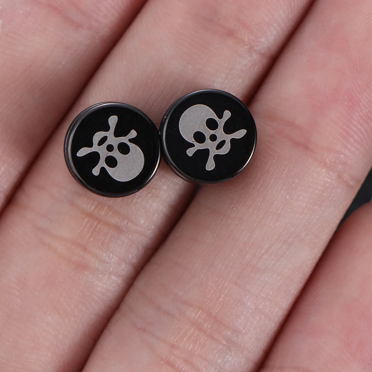 

2 Pcs Magnet Stud Earrings Black Titanium Steel Stickers Magnetic Man