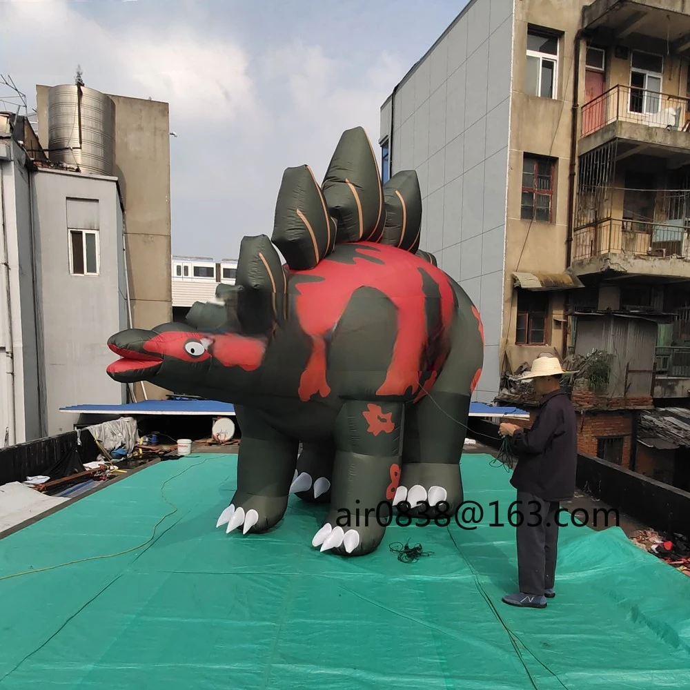 새로운 트렌드 풍선 스테고사우루스 공룡은 이벤트 임대를 위한 큰 풍선 랩터 동물 마스코트를 폭파시킵니다