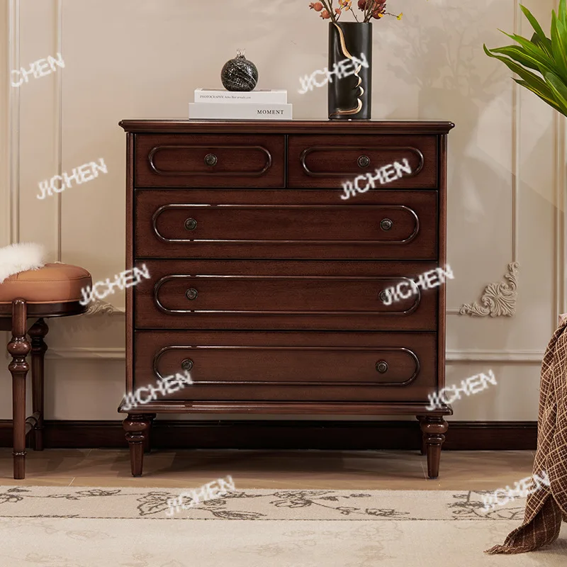 

Французский четырехколесный шкаф из цельного дерева, старинный сундук для гостиной, спальни, шкафчик для дома