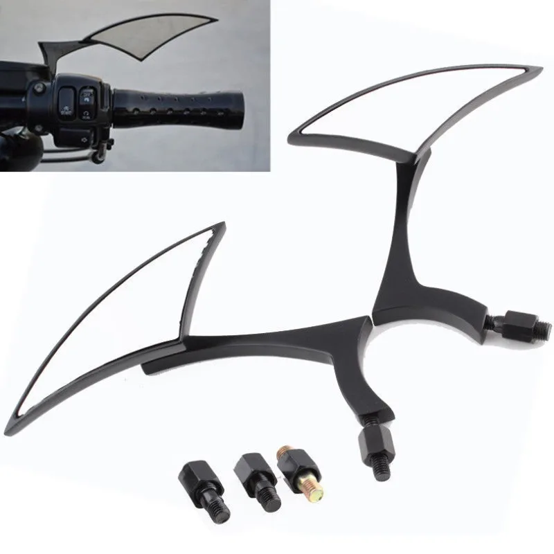 Motorcycle Rear Side Universal Mirrors Rearview Bar 8MM/10MM Classic Knife-type Lightning Shape for Harley Moto Accessories