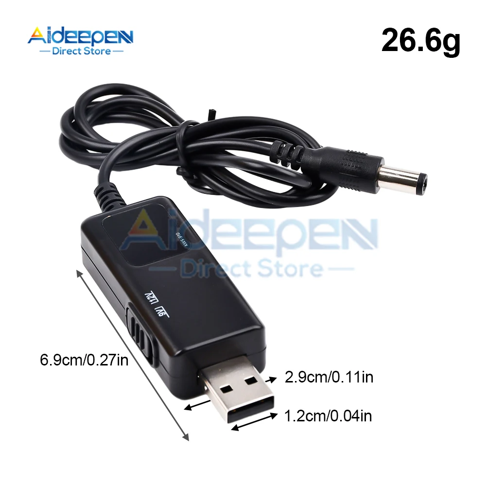 USB a CC 5,5/3. Enchufe de 5mm, 5V, 9V, 12V, línea de refuerzo de energía USB, adaptador de Cable de alimentación CC para ruta, Cable WIFI, conector USB de 5,5x2,1mm
