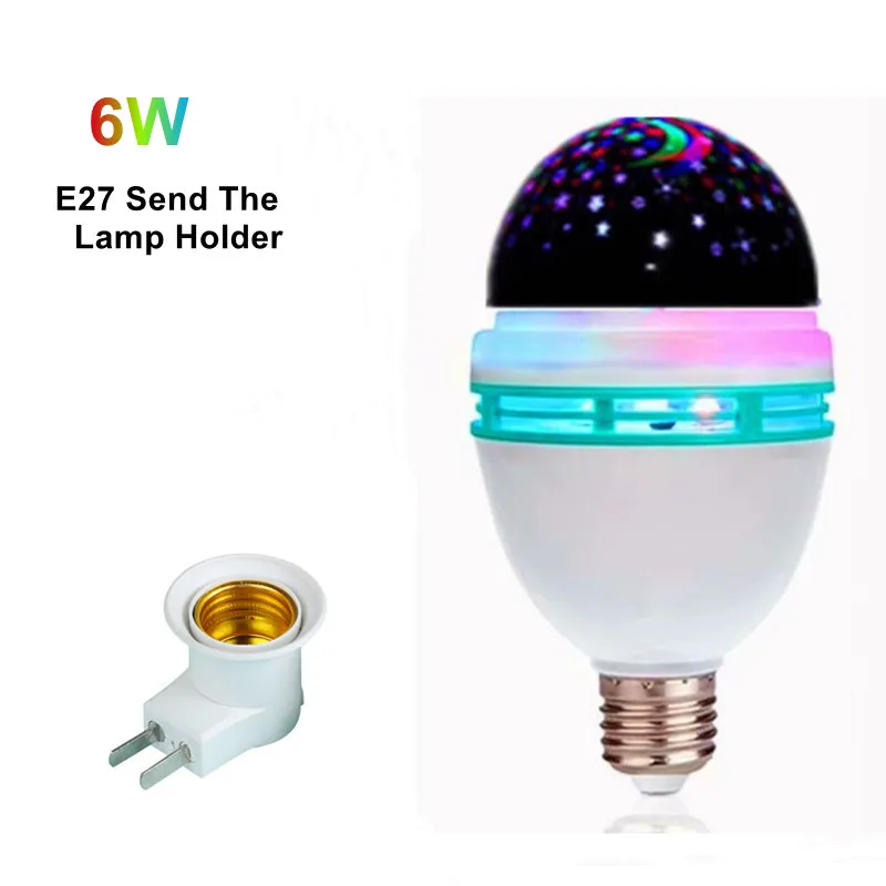 E27 LED RGB Đèn 9W 6W Bóng Đèn Ma Thuật Màu Máy Chiếu Tự Động Xoay Pha AC85-265V 220V 110V Cho Kỳ Nghỉ Đảng Thanh KTV Disco