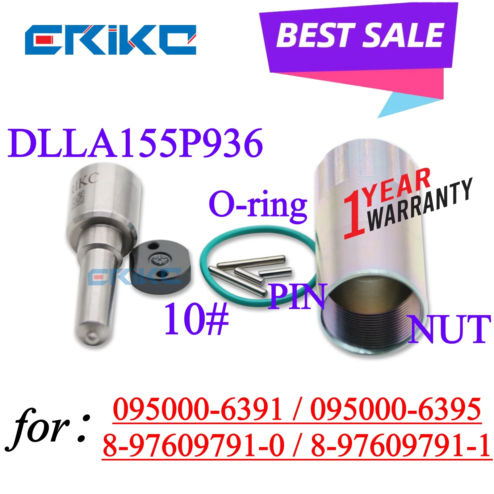 

095000-6391 Diesel Injector Rebuild Kit Nozzle Tip DLLA155P936 Valve Plate 10# For 6395 ISUZU 4HK1 6HK1 8-97609791-5