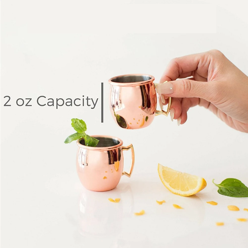 1PCS Mini 60ML Moscow Mule Mug Stainless Steel Beer Wine Coffee Cup Copper Plated Metal Mug Cup For Home Bar Drinkware