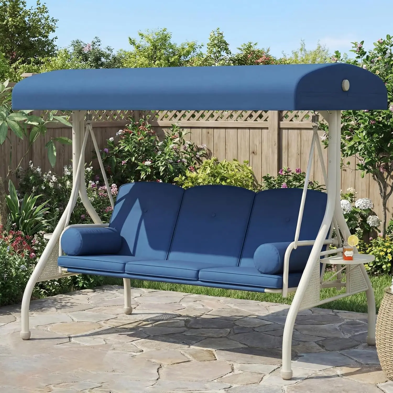 Patio Swings with Canopy, 3 Person Outdoor Swings with Stand, Outside Swing for Adult, Swing Bench Backyard,, Customized