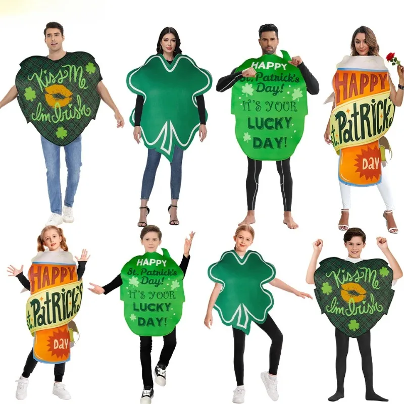 Nouveau Costume de Cosplay Éponge pour Hommes et Femmes, Déguisement Amusant pour Fête Thème Carnaval, Jeu de Rôle, Imprimé Trèfle, Unisexe pour Enfants