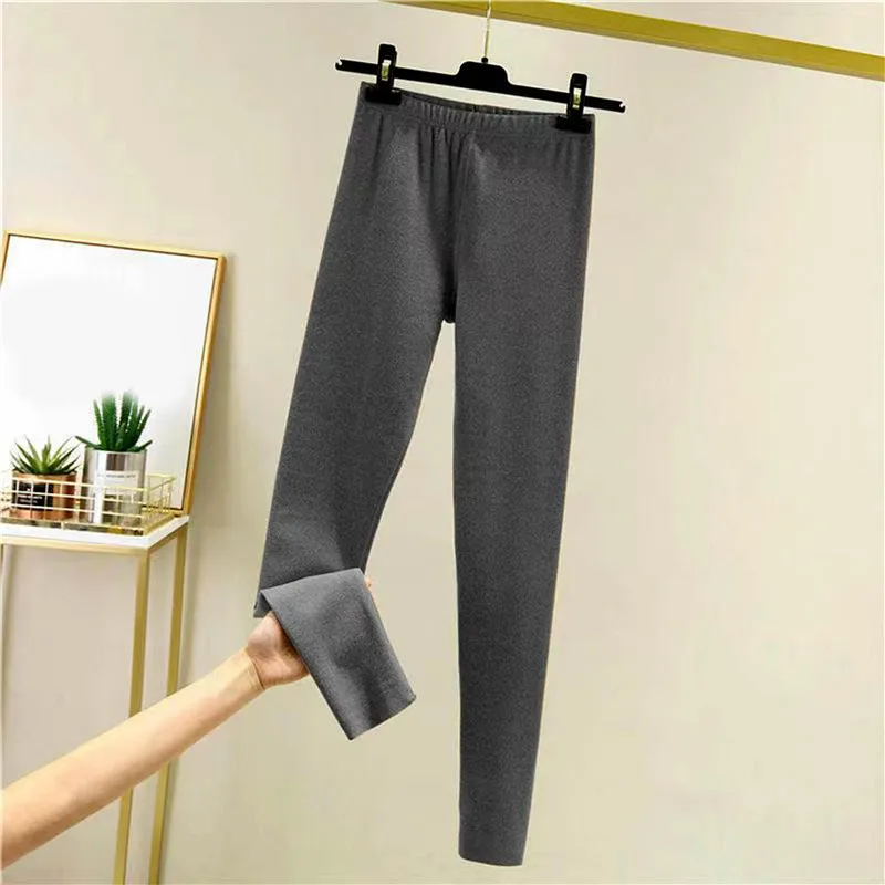 Pantaloni Leggings invernali donna sottile peluche per donna Leggings Thermo Soild pantaloni caldi pantaloni termici da donna spazzolati a doppia faccia