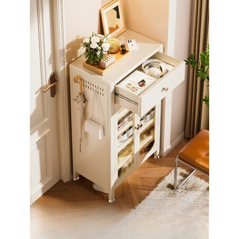 

Narrow shoe cabinet, storage cabinet, steel at home door, with drawer cracks, ultra-thin entrance and dust-proof integration