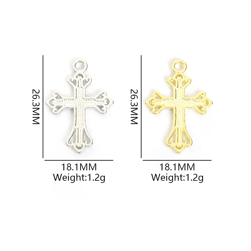 10pcs Religious Fashion Crystal Cross Charms Rhinestones Jesus Christian Crucifix Pendant Necklace Earring Keychain Diy Jewelry