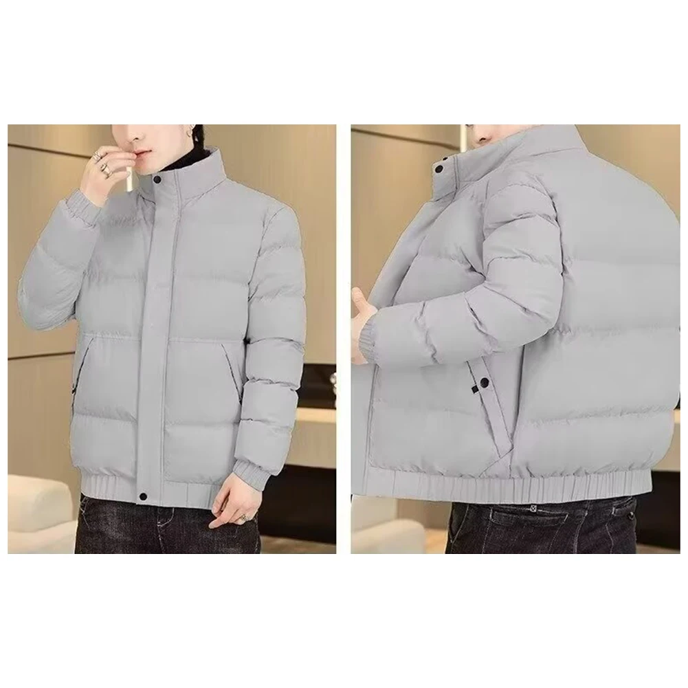 Men's thickened down jacket with cotton material for warmth ideal for casual outdoor wear during spring fall and winter