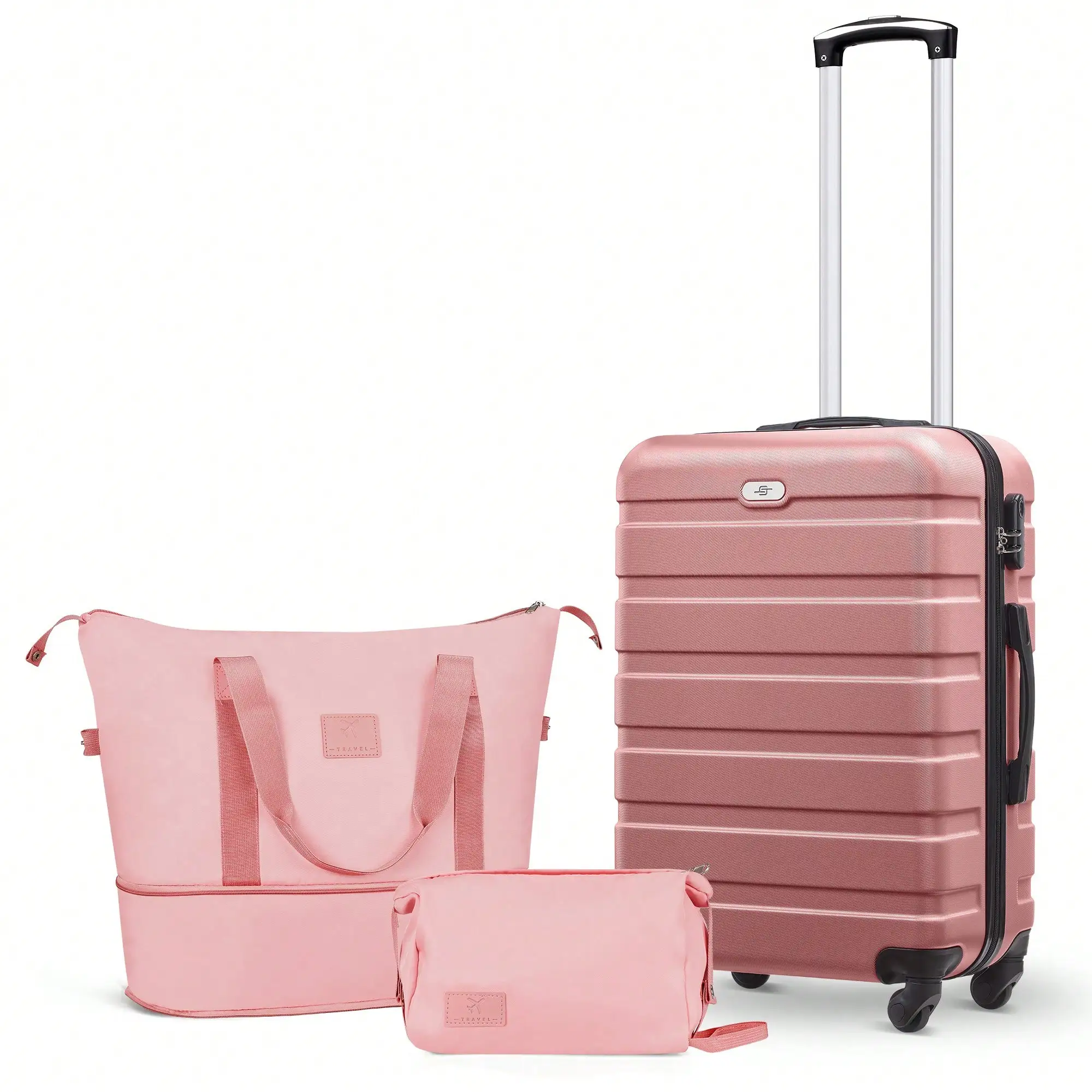 Juego de equipaje de mano de 3 piezas: Maleta rígida de 20 pulgadas aprobada por aerolíneas con ruedas giratorias silenciosas + bolso de mano + neceser, maleta de viaje, equipaje de mano