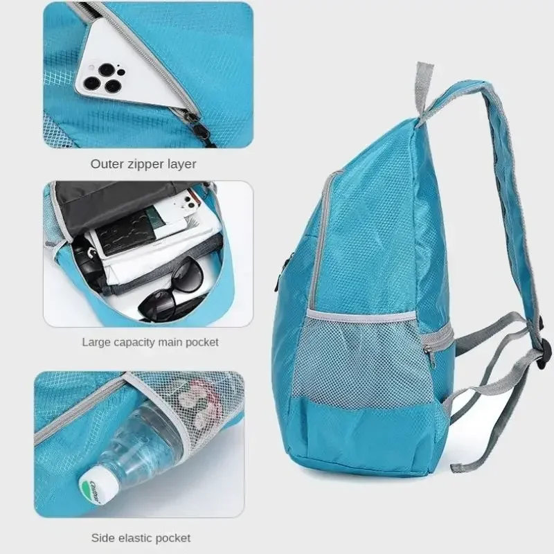 Mochila plegable de gran capacidad para hombre y mujer, bolsa de almacenamiento de viaje para deportes al aire libre, impermeable, resistente al