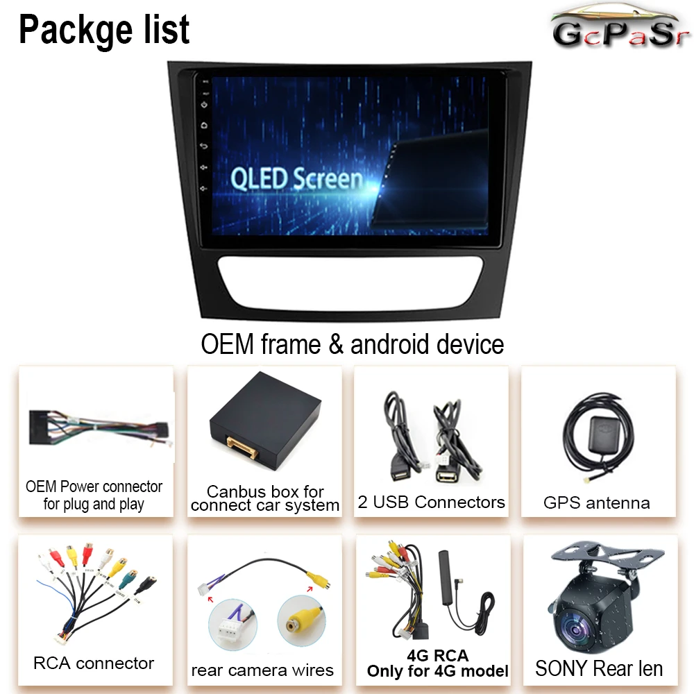 Qualcomm Android For Mercedes Benz E-Class W211 E200 E220 E350 E240 E280 CLS 350 W219 W463 W20 Multimedia Car Player Wifi 5G CPU