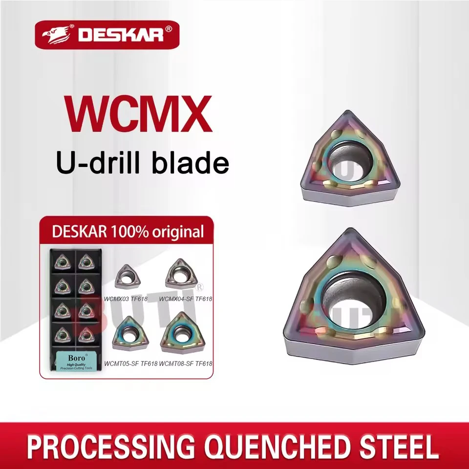 

CNC U-drill Blades WCMX030208-SF 040208-SF WCMT050308-SF TF618 Lathe Carbide Seven Colors Inserts For Processing Quenched Steel