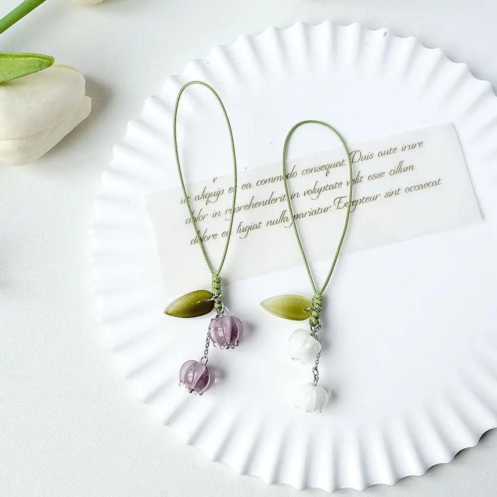 Cute Tulip Flowers Strap Lanyards Charms For Mobile Phone Case Keychain Car Key Chains Headset Cover Hang