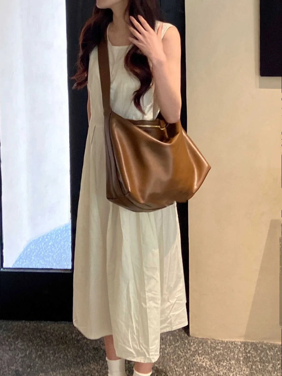 Borsa tote retrò giapponese Sle Borsa a tracolla grande Capaci Borsa per pendolari singola in morbida pelle PU Casual Sle per giovani