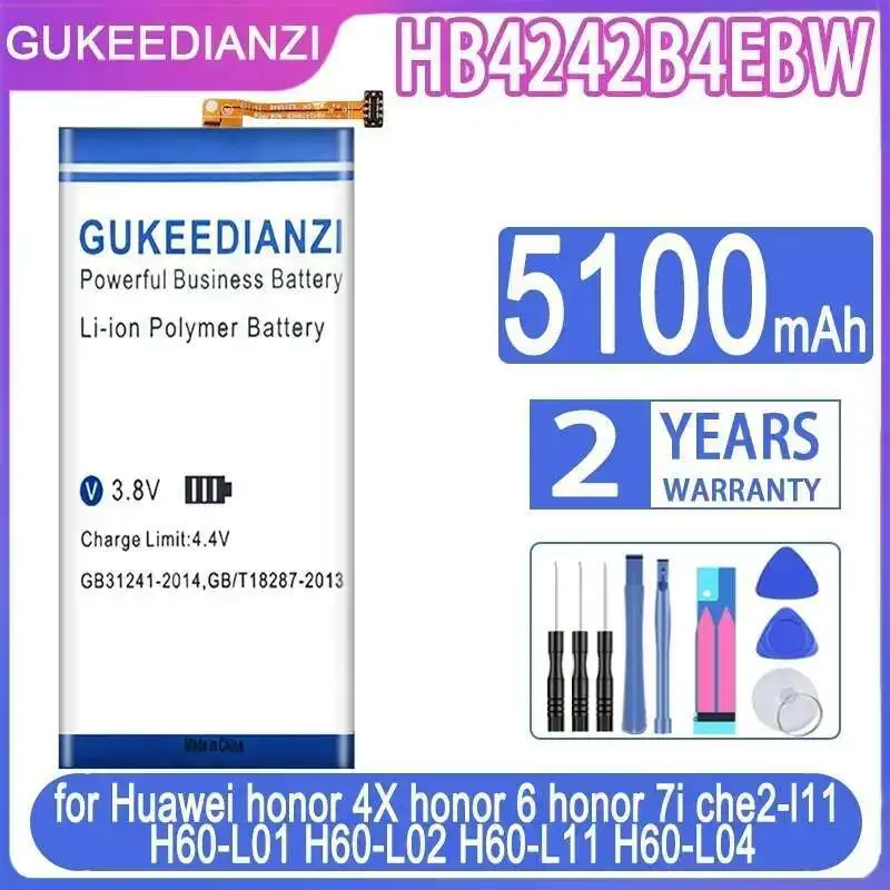 

Mobile Phone Battery HB4242B4EBW 5100Mah For Huawei Honor 4X 6 7I Che2-L11 H60-L01 H60-L02 H60-L11 H60-L04