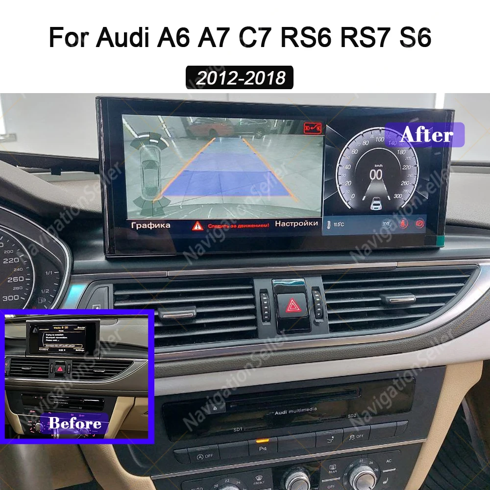 

Android Head Unit For Audi A6 A7 C7 RS6 RS7 S6 RMC MMI 2012-2018 Wireless Carplay Retrofit Autoradio Touch Screen Multimedia DSP
