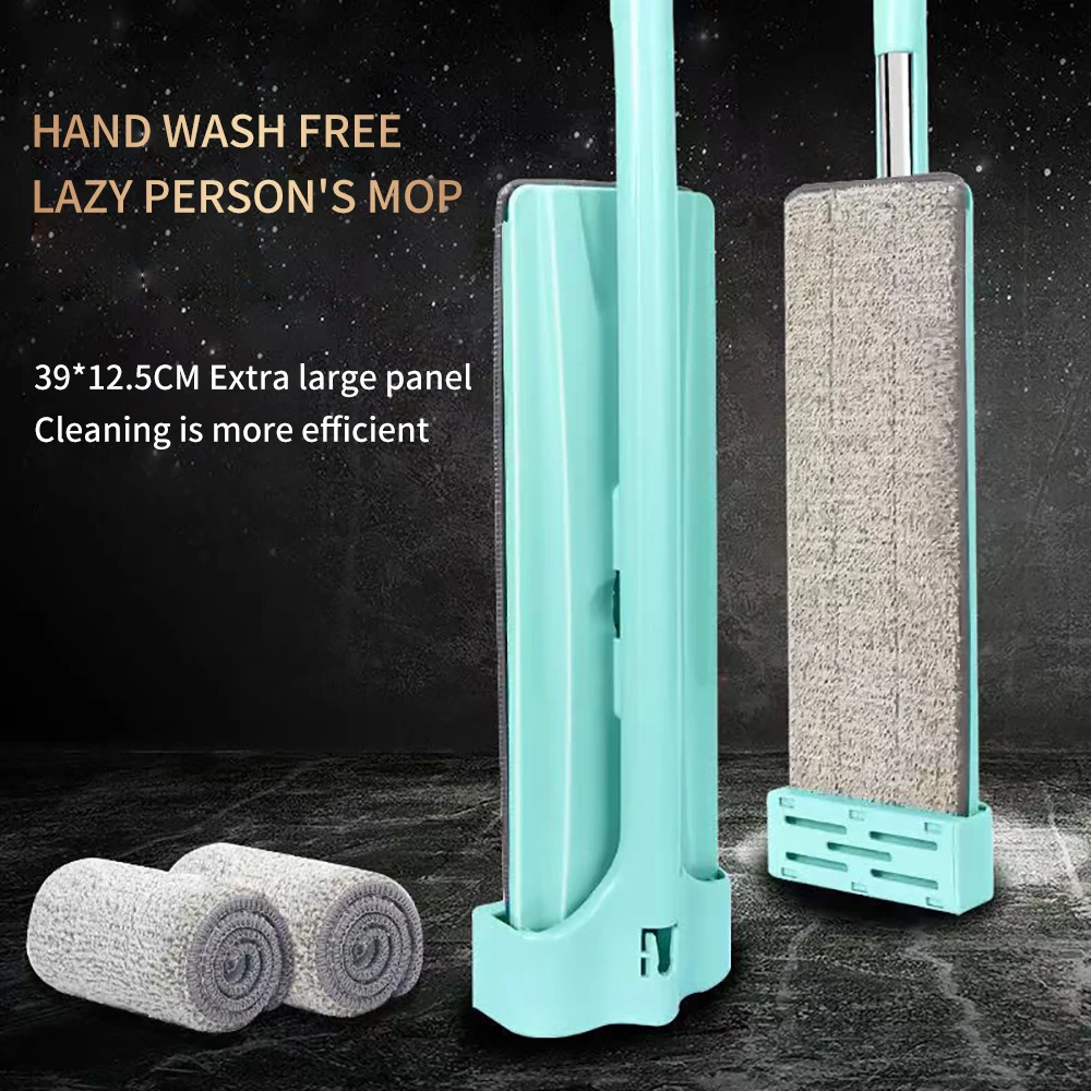 

38cm Large Hand-Washable Lazy Mop, Wet and Dry Dual-Use Ceramic Tile Floor Mopping Artifact, a Total of 4 Cloth