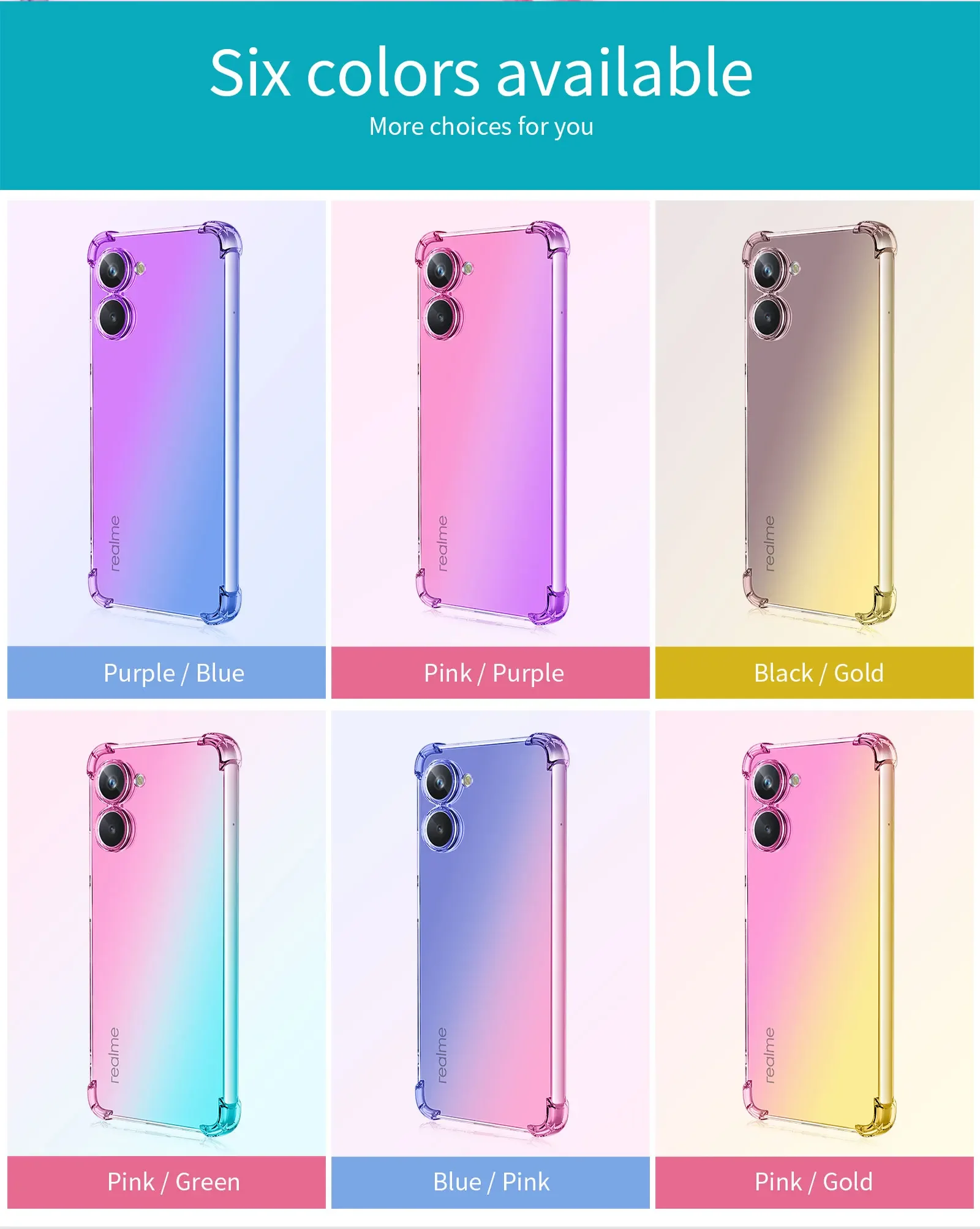 for Realme 10 Pro 5G Plus Realme 10 4G/5G Clear Case Cute Gradient Slim Anti Scratch Flexible TPU Shockproof Cover