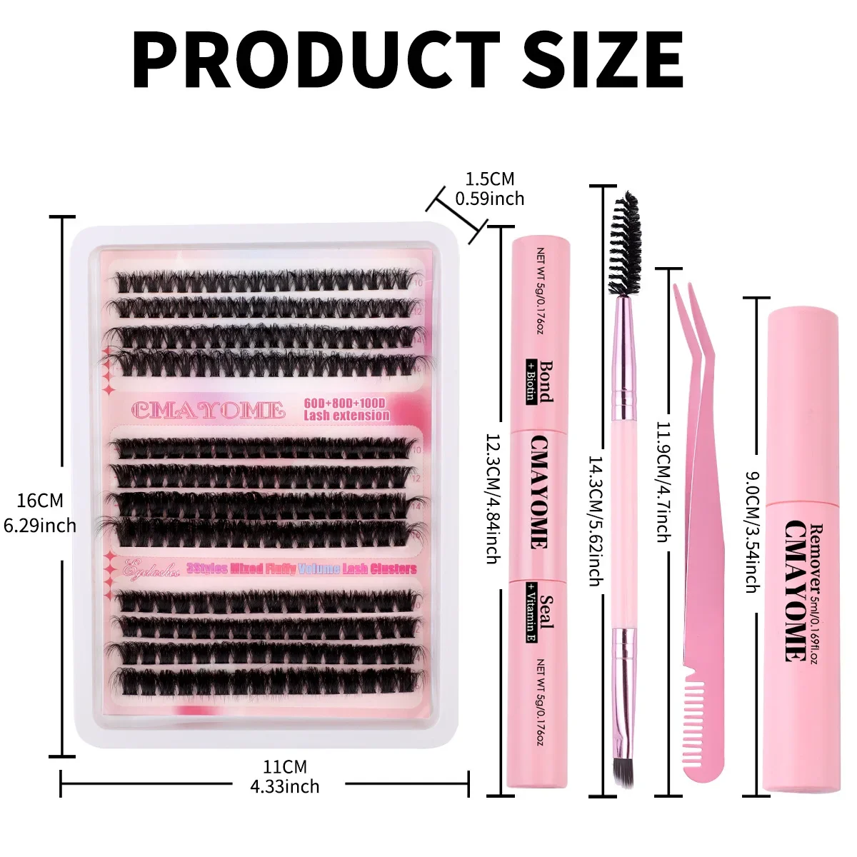 Diy Gesegmenteerde Valse Wimpers Enkele Tuft Dik 60d80d100d Gemengde Valse Wimpers Gereedschapsset Wimpers