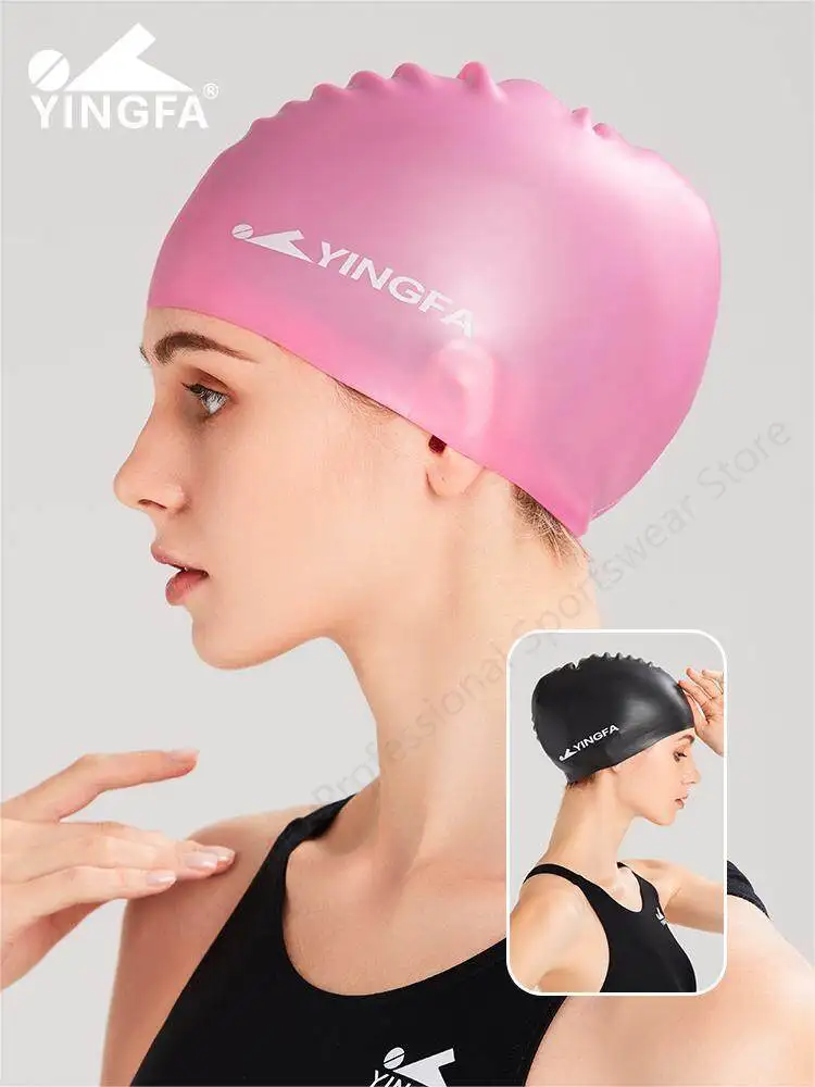 YINGFA-gorro de natación para hombre y mujer, protector de Gel de silicona Flexible, resistente al agua, protección de pelo largo para la oreja, piscina, para adultos, novedad de 2023
