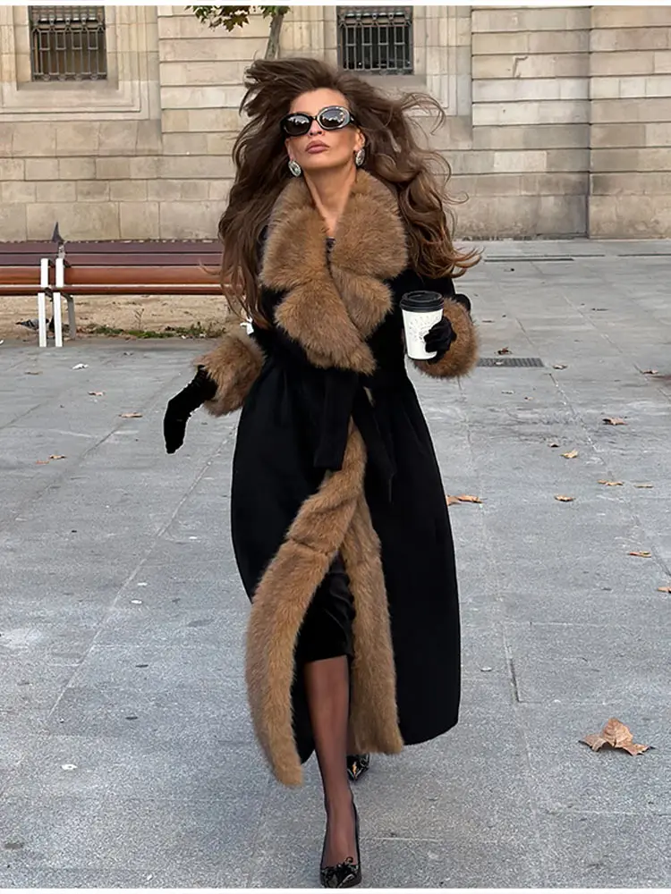 

Элегантное повседневное длинное пальто в стиле ретро-глэм с поясом, стильная женская верхняя одежда премиум-класса, осенне-зимняя, мягкая, теплая, шикарная женская одежда