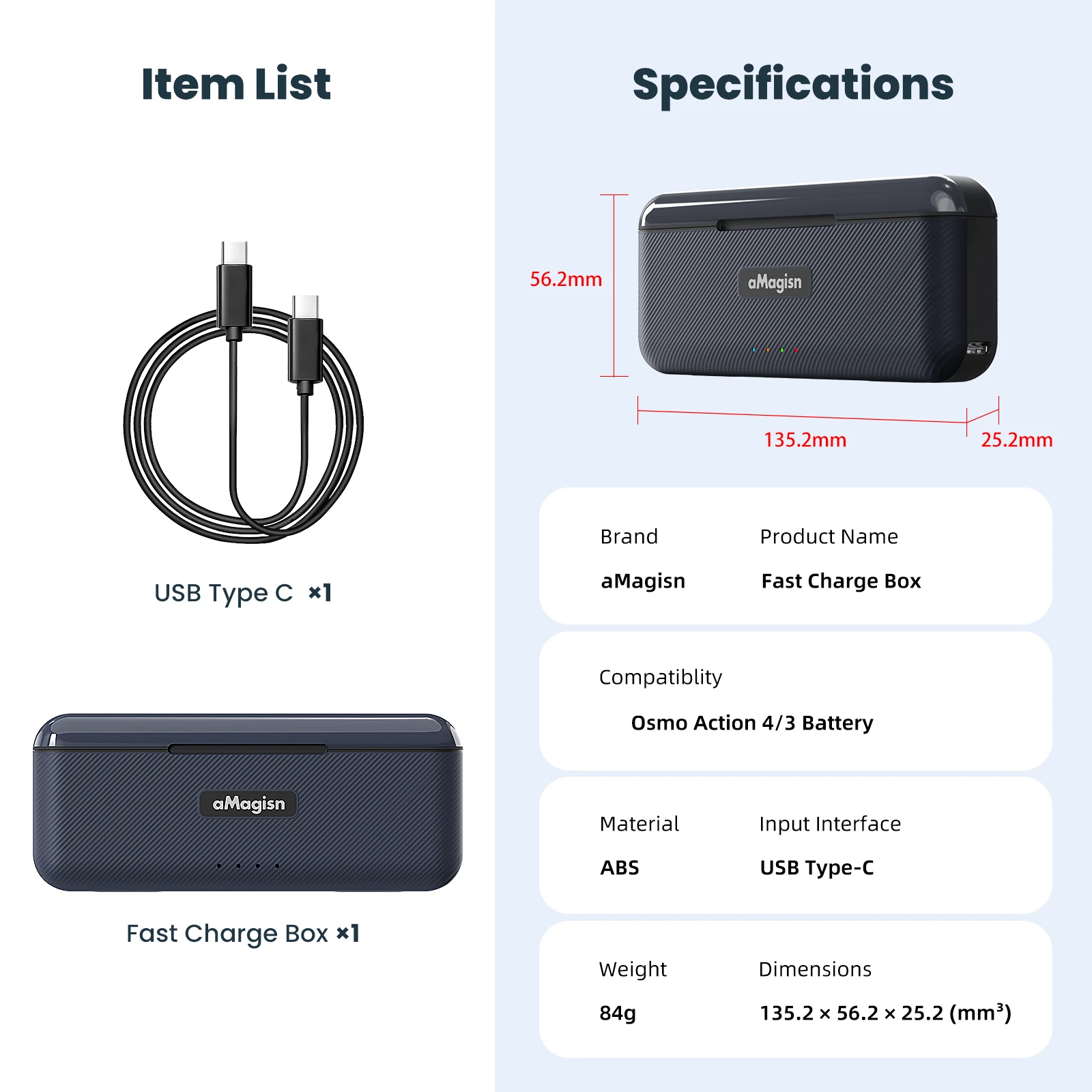 Suitable for DJI Osmo Action 4 Battery Fast Charging Case for Osmo Action 3 Charger Sports Camera Accessories