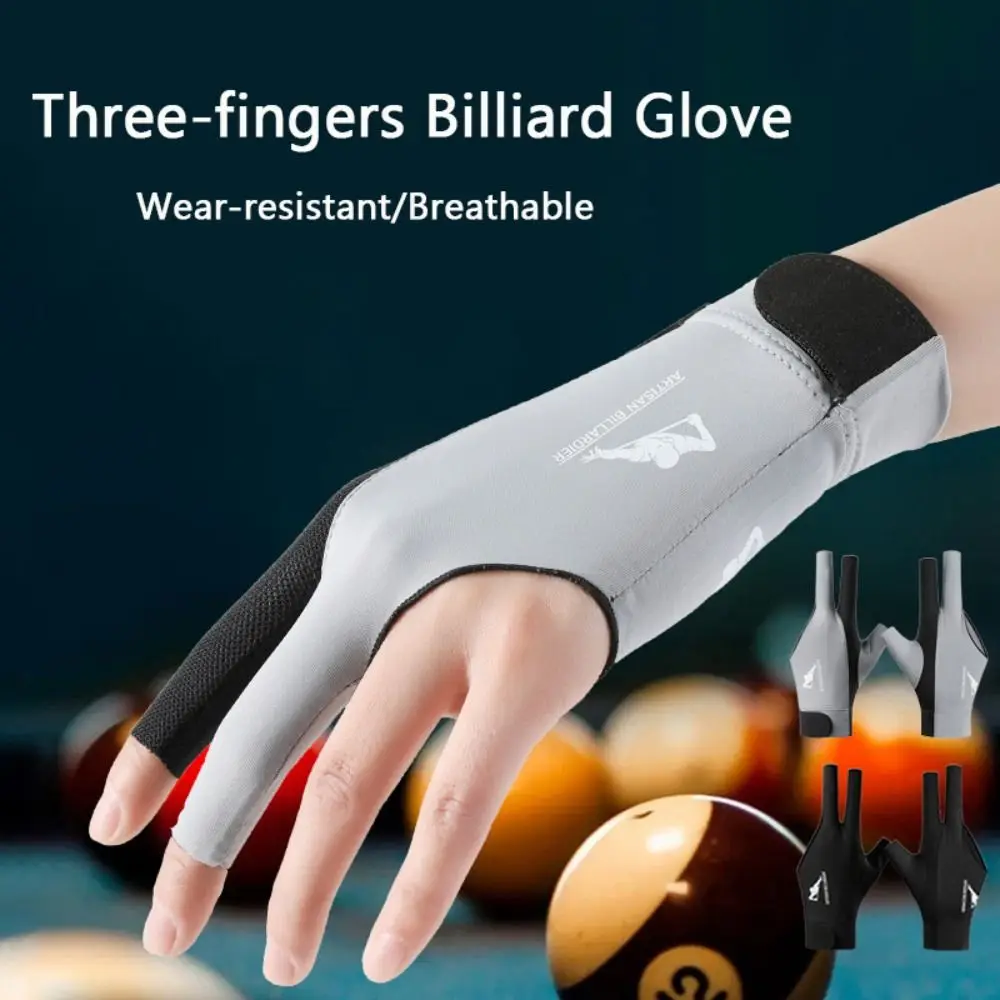 

1Pcs Three Fingers Snooker Glove Elastic Breathable Billiard Glove Wear-resistant Anti-slip Training Glove Fitness Accessories