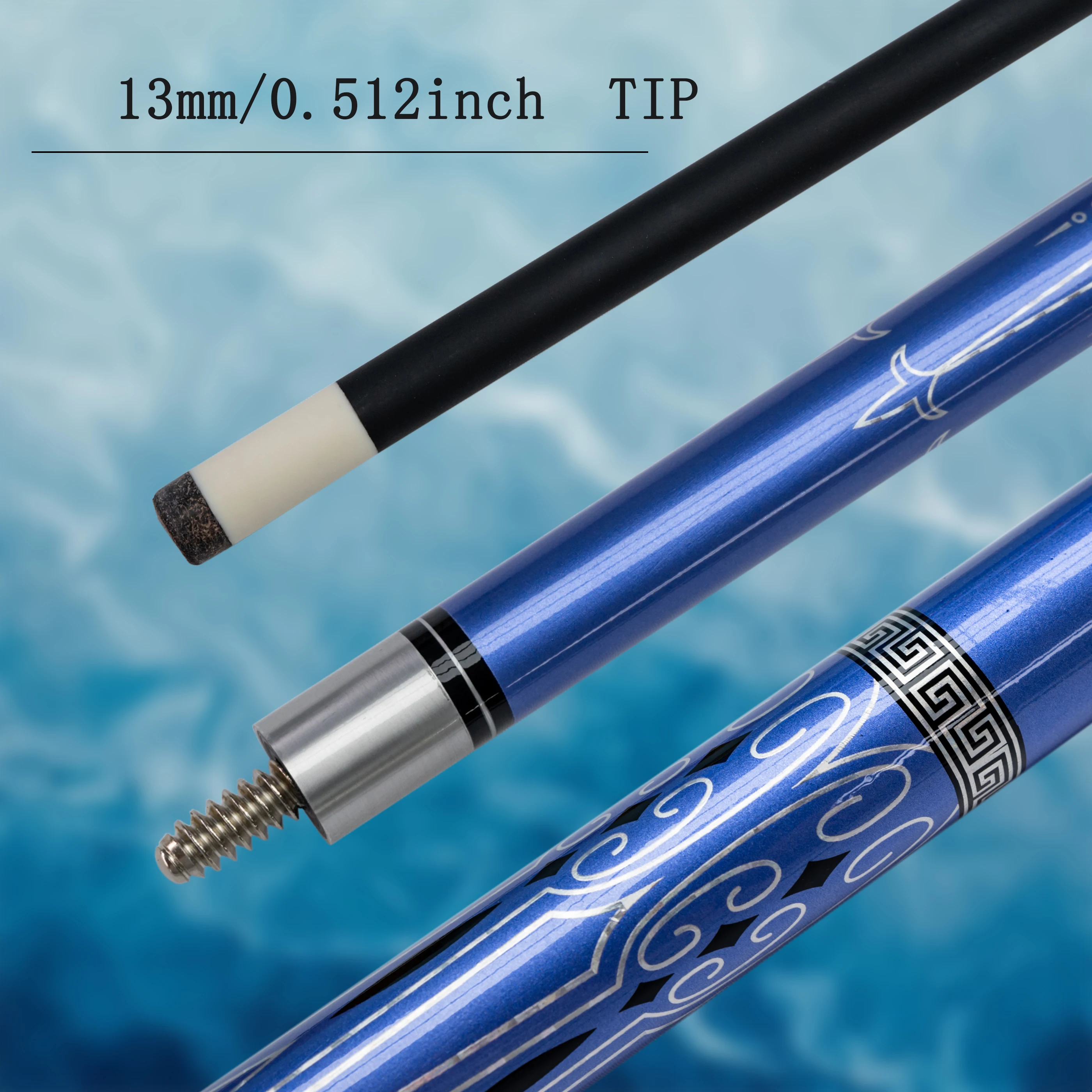 Kohlefaser-Pool-Cue mit Anti-Shock-Griff-Karam-Billard 9 Kugelstich-Stick-Set mit Gehäuse 13mm Spitze