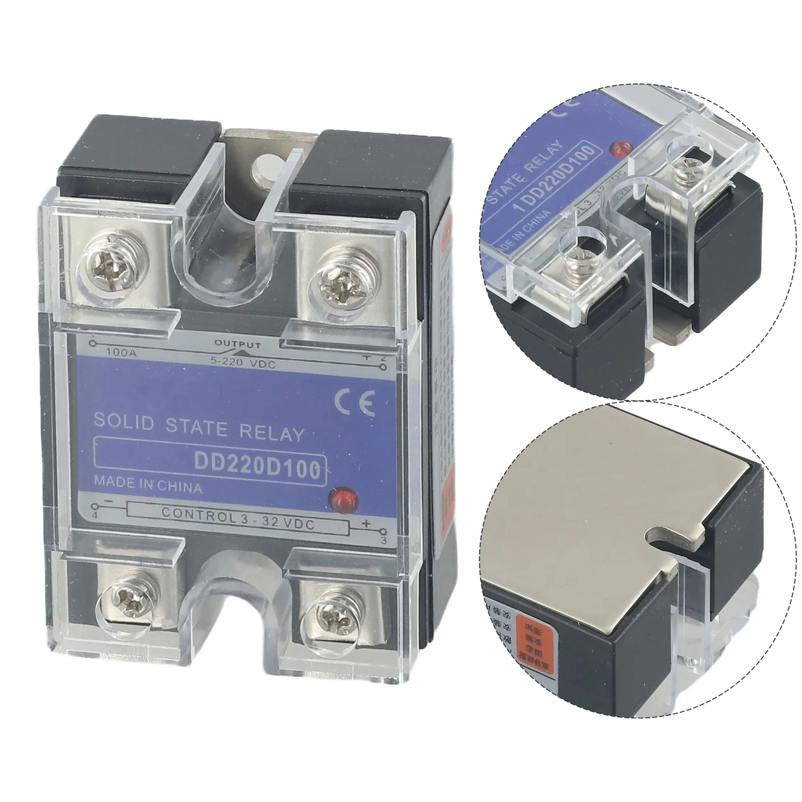 100A Solid State Relay DC-DC For Ssr 3-32V Input 5-220V Load DD220D100 With LED Indicator For Industrial Control System