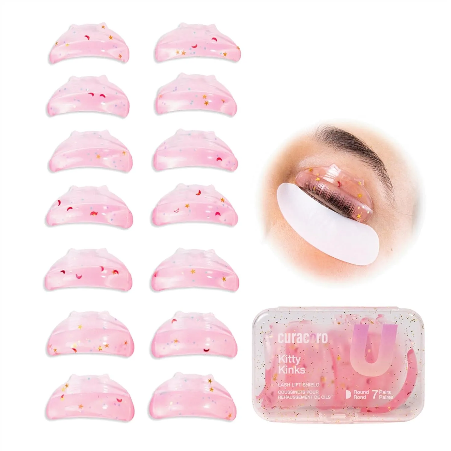 

Lash Lift Shields 14 Pcs/7 Sizes Silicone Lash Rods for Eyelash Curling and Lifting, Reusable Perm Pads