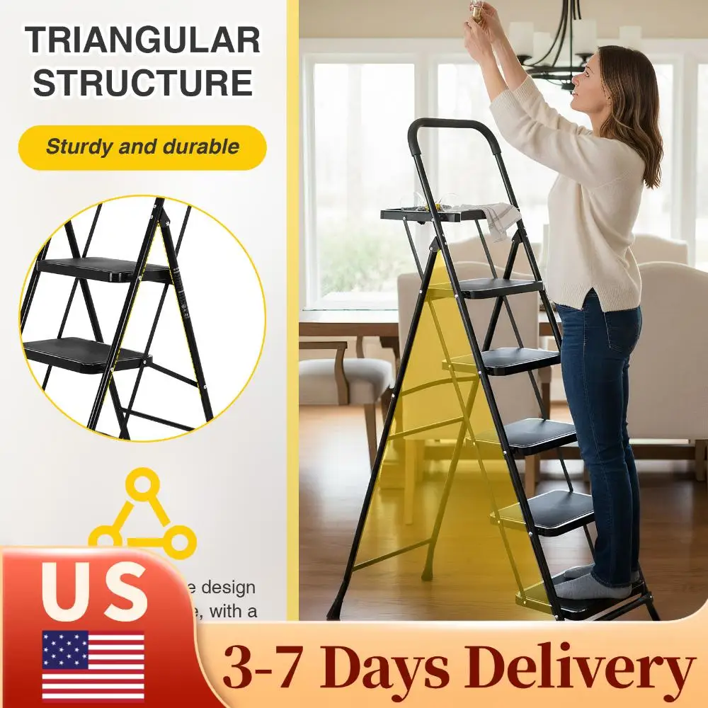 

5 Step Ladder Tower Step Ladder Support 330lbs Safety Locking with Wide Anti-Slip Pedal for Home and Office