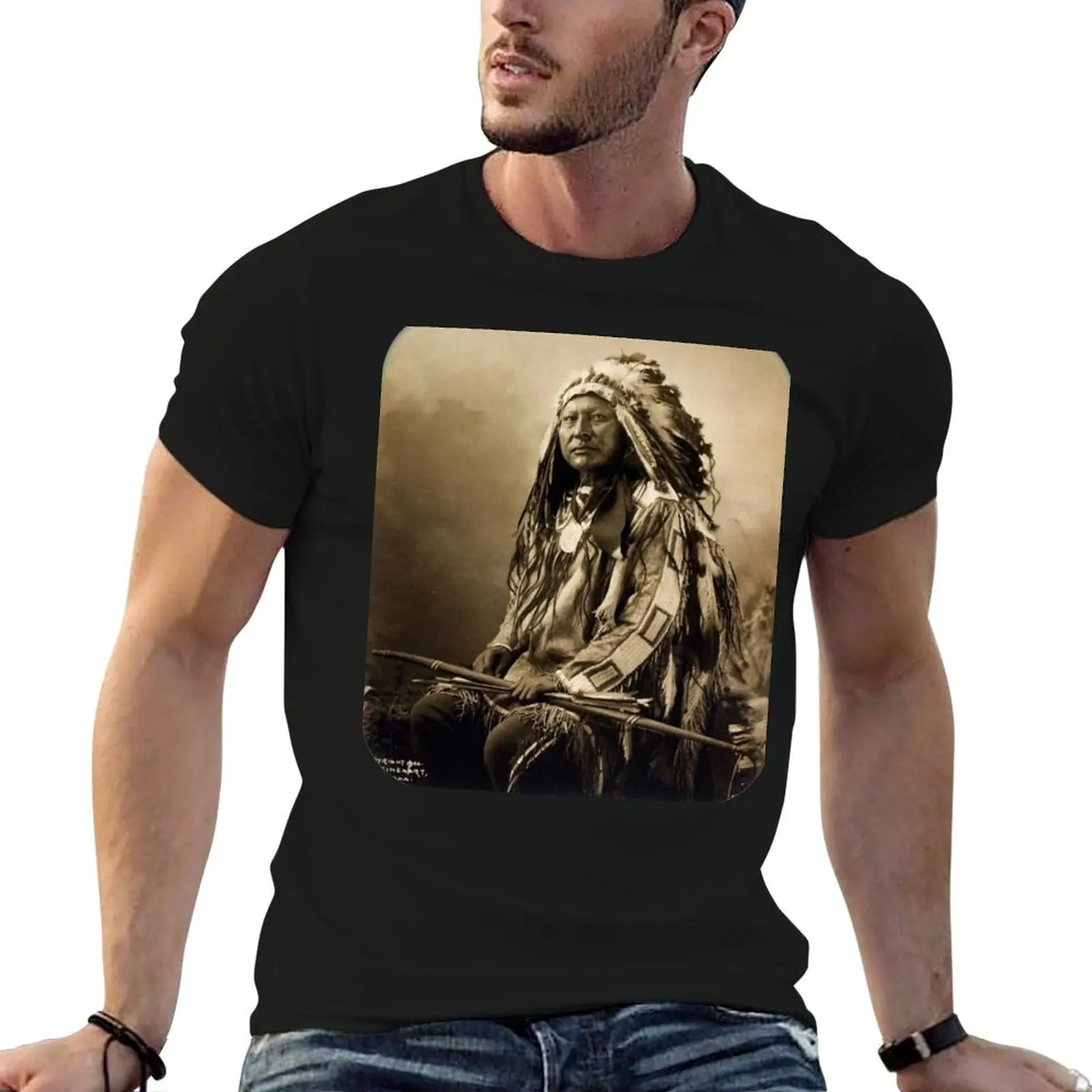 Футболка Chief Spotted Elk Lakota Sioux Native American Indian, блузка, футболки с баскетбольным рисунком, мужская футболка