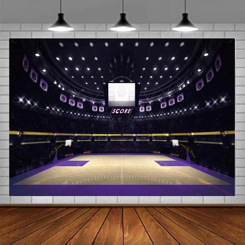 High-End Basketball Court Photography Backdrop For Party Fans Background Birthday Party Banner Sports Club Photo Kids Adults