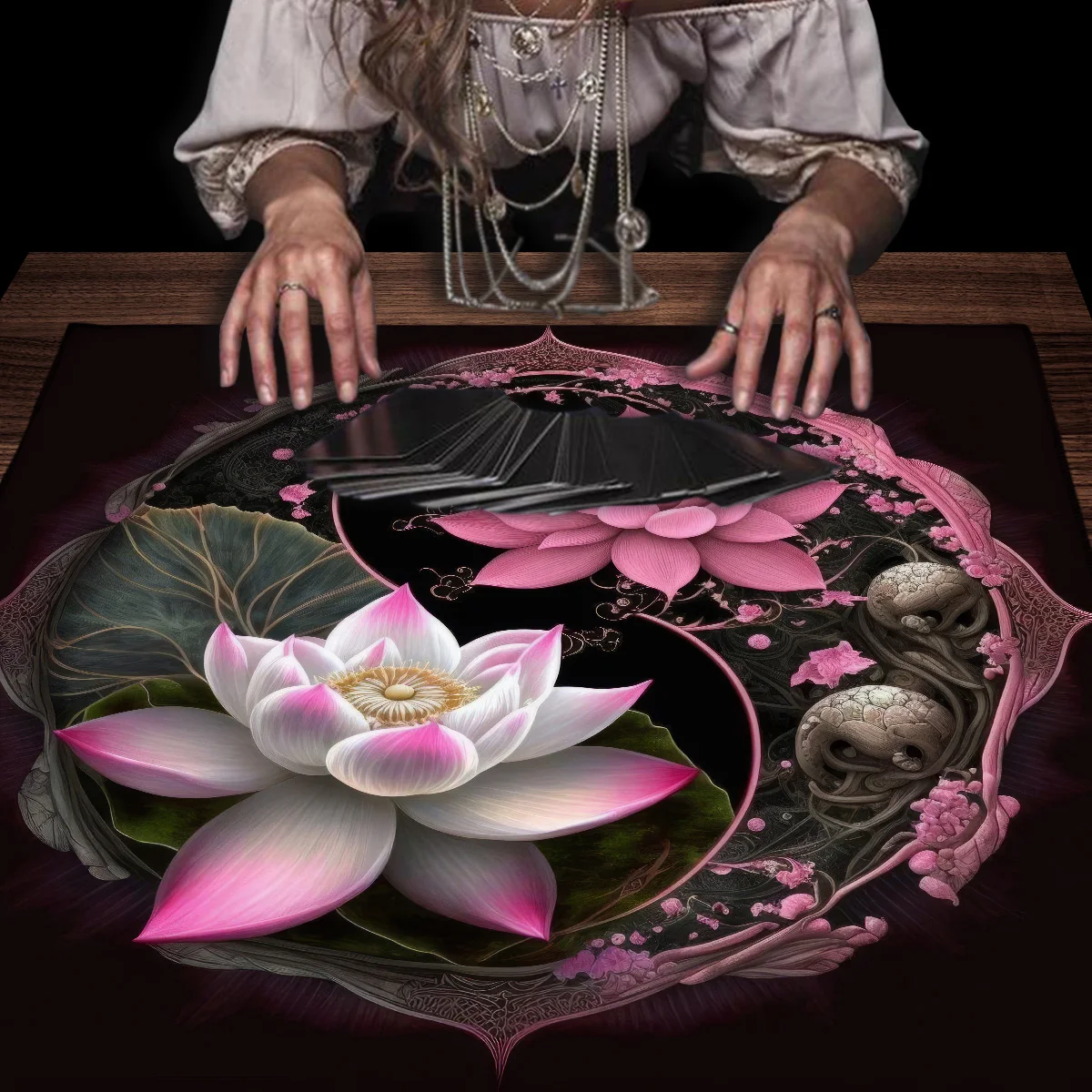 Pink Lotus Cloth Table Tarot Altar Decorations Cloth Tarot Reading Cloth Board Game Card Pad Runes Witchcraft Supplies