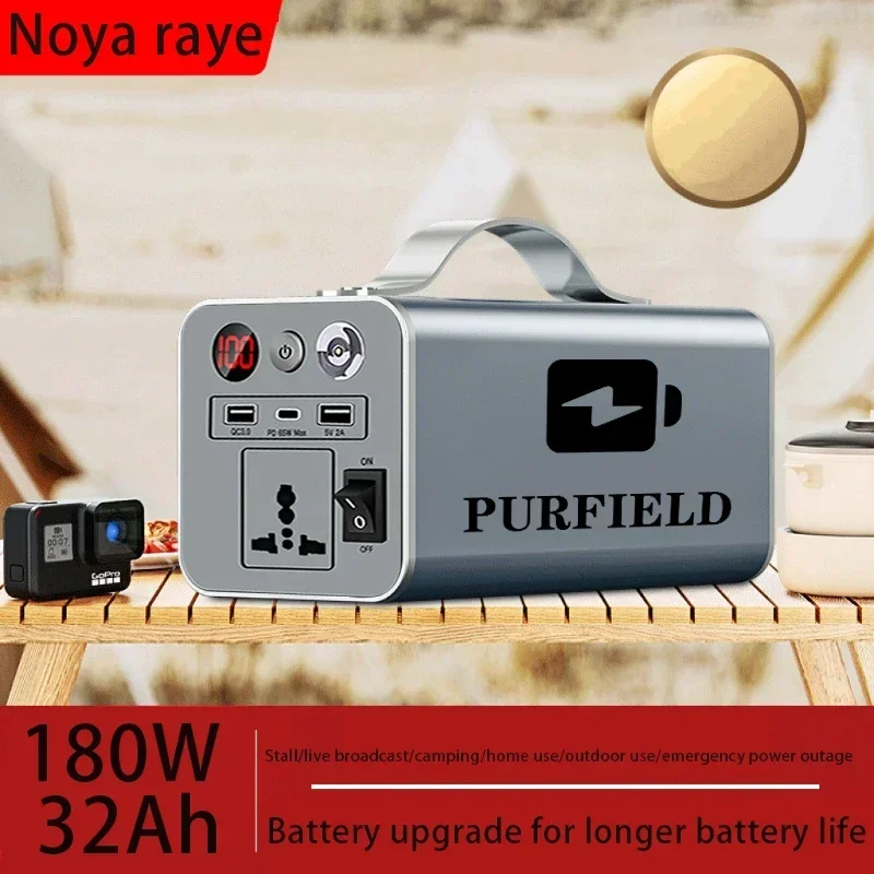 32000mAh 180W Power Bank 220/110V Portable Power Station 118.4Wh Solar Generator Outdoor Energy For Camping Tent Travel