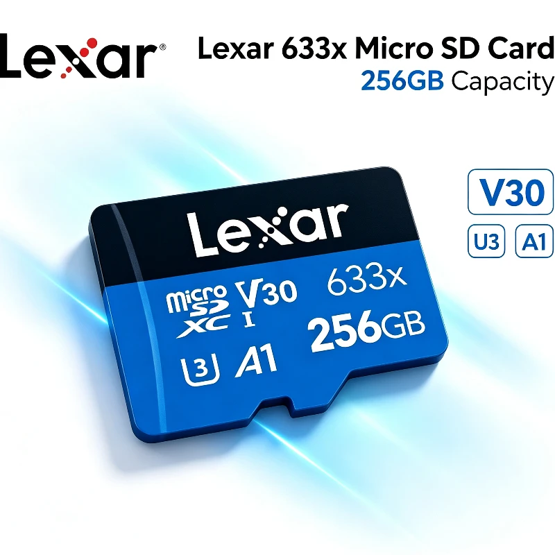Lexar MicroSD Card with SD Adapter for DSLR Camera Photography Videographers UHS-I V30 U3 100MB/s Read 128GB 256GB 10 RAW Photos