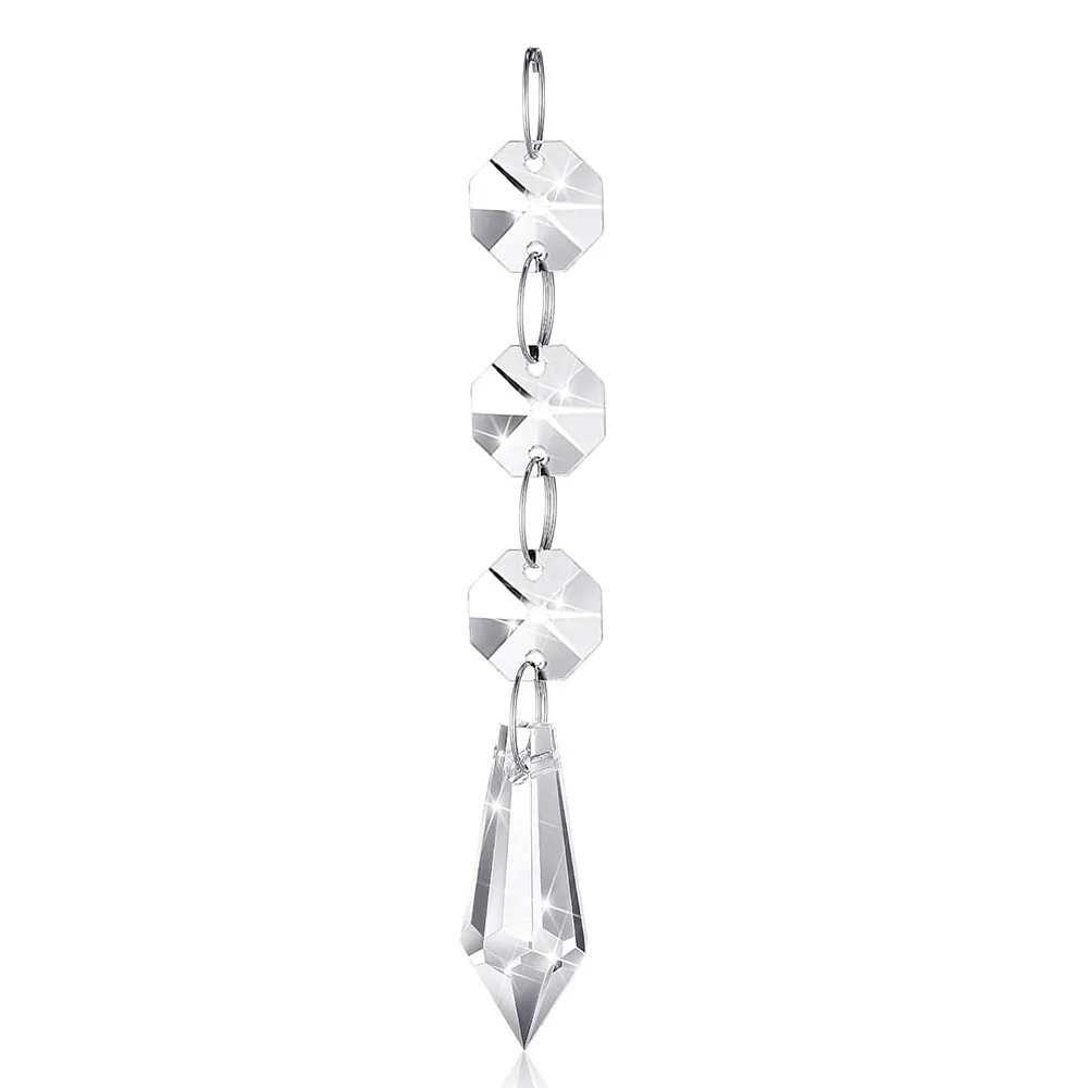 

10pcs Clear Glass Crystal Chandelier Lamp Prisms Parts Pendant DIY Bead Hanging Suncatcher Icicle for Chandeliers 38mm 55mm 63mm