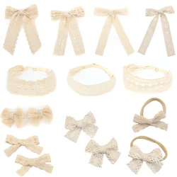 A16 010H Fashion Hair Accessories Lace Hair Bows Cute Hairpins Girls duckbilled  Hair Clips Barrettes Solid Clip Kids Headwear